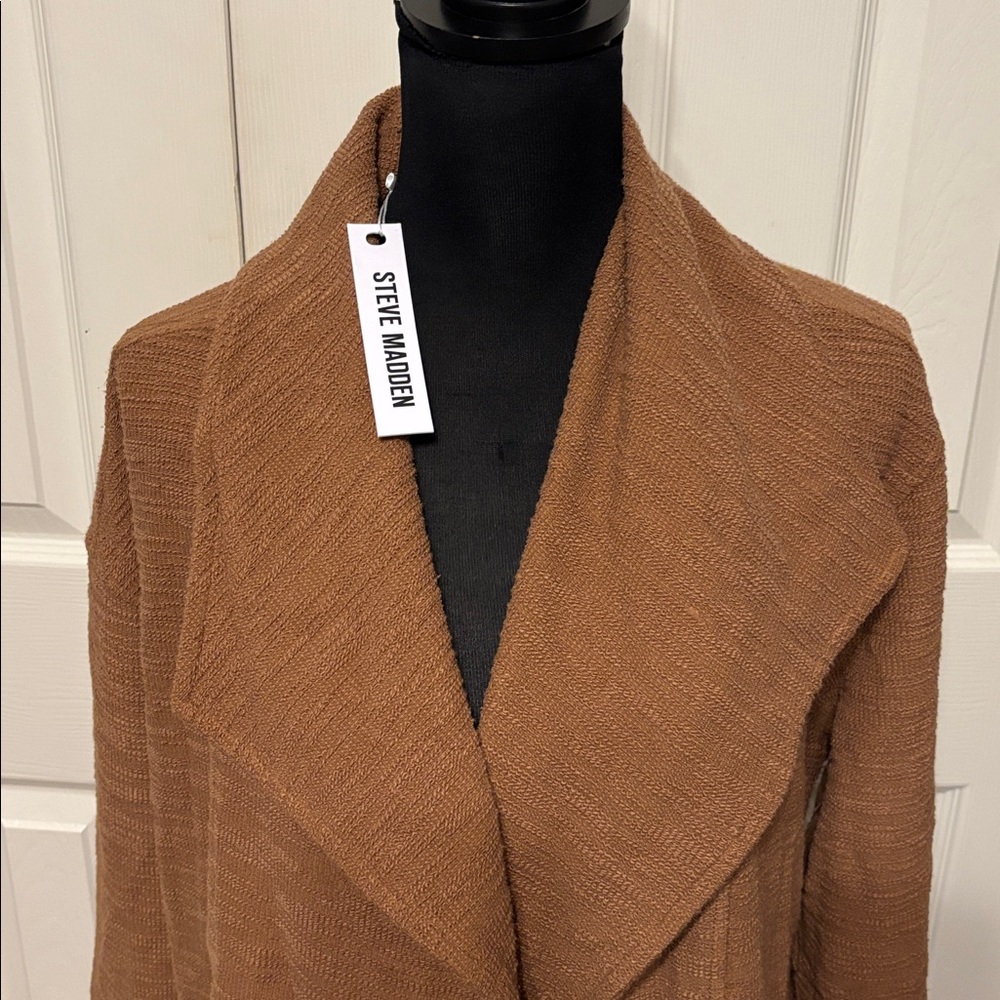 Steve Madden Textured Open Front Cardigan. - Picture 2 of 10
